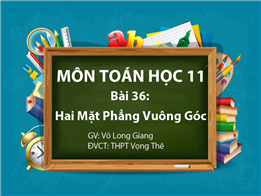 Hai Mặt Phẳng Vuông Góc