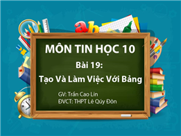 Tạo Và Làm Việc Với Bảng