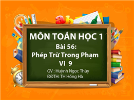 Phép Trừ Trong Phạm Vi 9