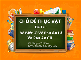 Bé Biết Gì Về Rau Ăn Lá Và Rau Ăn Củ